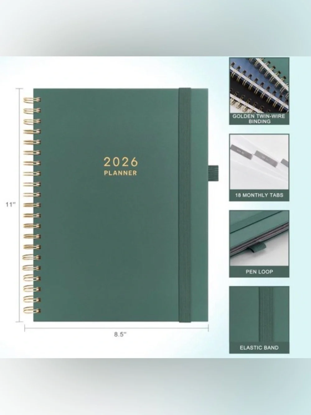 NWT 18 Months Jan 2026 - July 2027 School Year Planner Hardcover Spiral Notebook